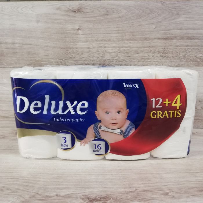 Туалетний папір Deluxe 3-шаровий 16 рулонів.
