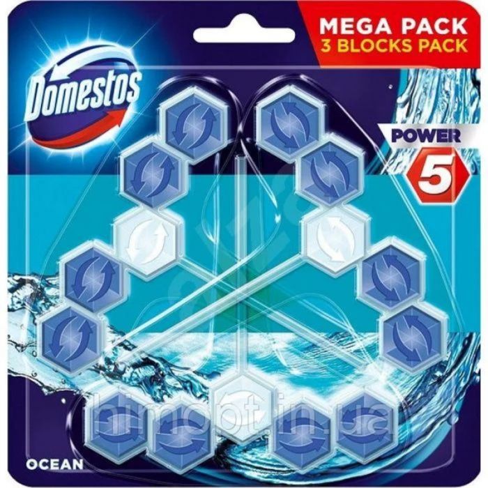 Блок для унітаза Domestos Power 5 Ocean, 55 г х 3 шт.