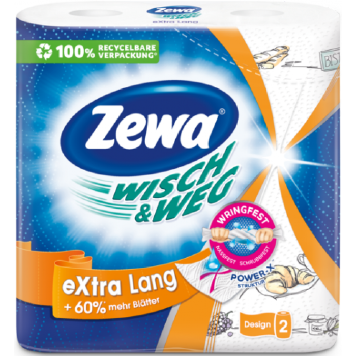 Паперові рушники Zewa Wisch Weg Design + 60%, 2 рулони