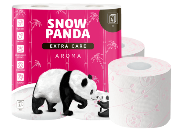 Снігова Панда Extra Care Aroma, 4 рулони, Чотиришаровий туалетний папір