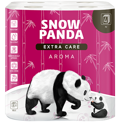 Чотиришаровий туалетний папір Сніжна Панда Extra Care Aroma, 8 рулони