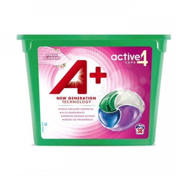Гель-капсули для прання А+ 4в1 Fresh Flowers парфумовані 38 шт.