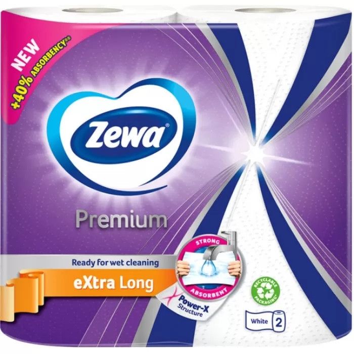 Паперові рушники Zewa Extra Long 2 шари 120 відривів, 2 рулони