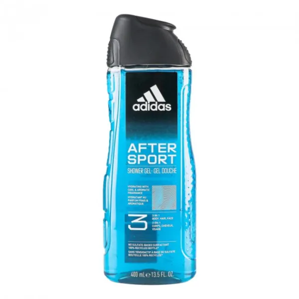 Гель для душу Adidas After Sport Shower Gel 3 в 1 New Cleaner Formula для чоловіків 400 мл
