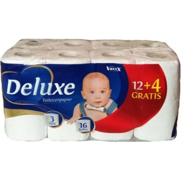 Туалетний папір Deluxe 3-шаровий 16 рулонів.