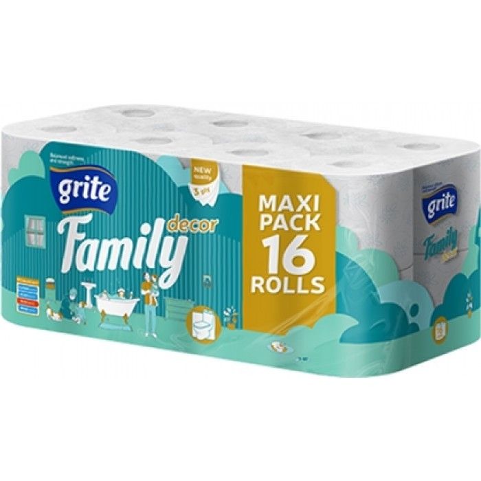 Туалетний папір Grite Family 150 відривів 3 шари 16 рулонів