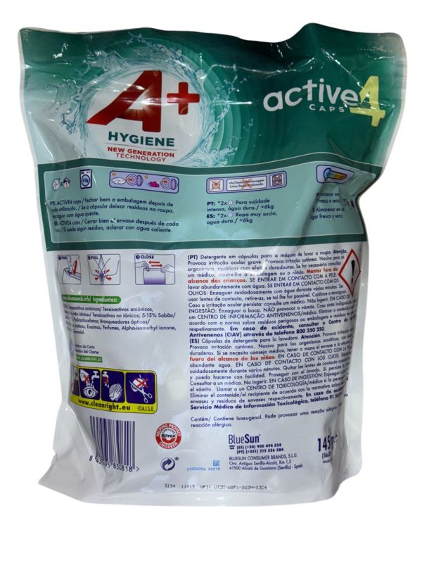 Гель-капсули для прання А+ 4в1 Hygiene, 56 шт.