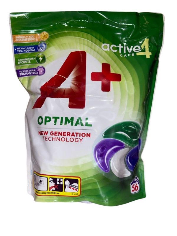 Гель-капсули для прання А+ 4в1 Optimal Універсальні, 56 шт.