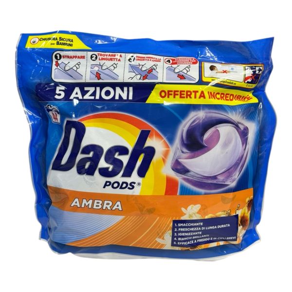 Універсальні капсули для прання Dash Pods Ambra, 44 шт
