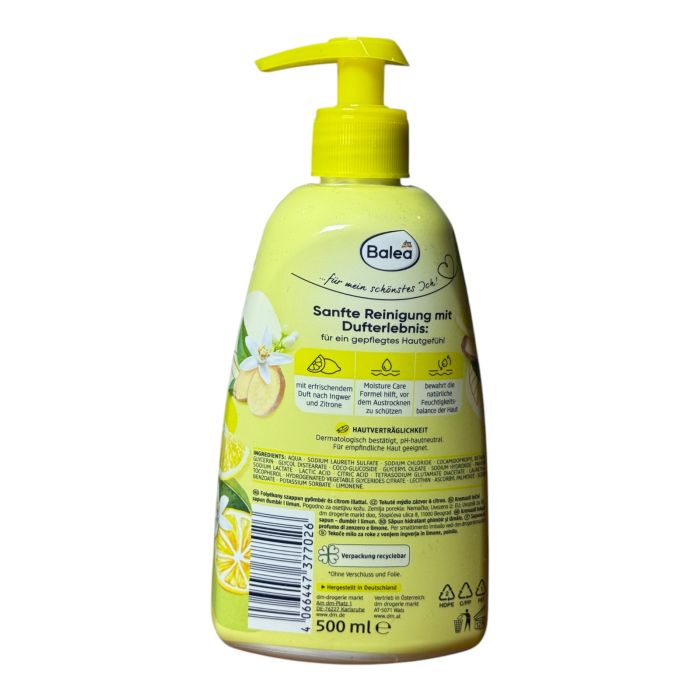 Рідке крем-мило для рук у дозаторі Balea Ginger Lemon 500мл