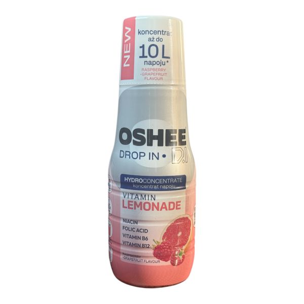 OSHEE DROP IN Гідроконцентрований вітамінний напій 500мл на 10 л води, малина-грейпфрут (ніацин,B6,B12,фолієва кислота)