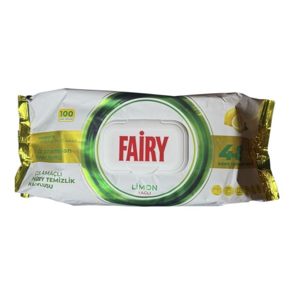 Вологі серветки для прибирання Fairy з клапаном Лимон 100 шт