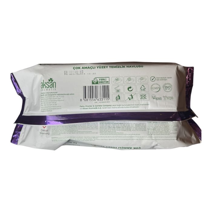 Вологі серветки для прибирання Fairy з клапаном Лаванда 100 шт