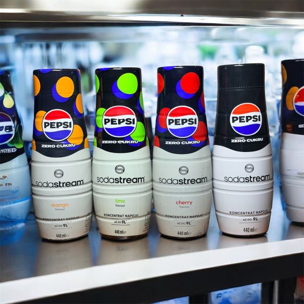 Набір сиропів Sodastream PEPSI ZERO 4 штуки PEPSI lime,PEPSI mango,PEPSI cherry,PEPSI zero 440ml*4