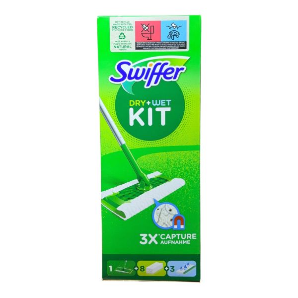 Швабра для миття підлоги Swiffer Kit + 8 сухих і 3 вологих серветки 